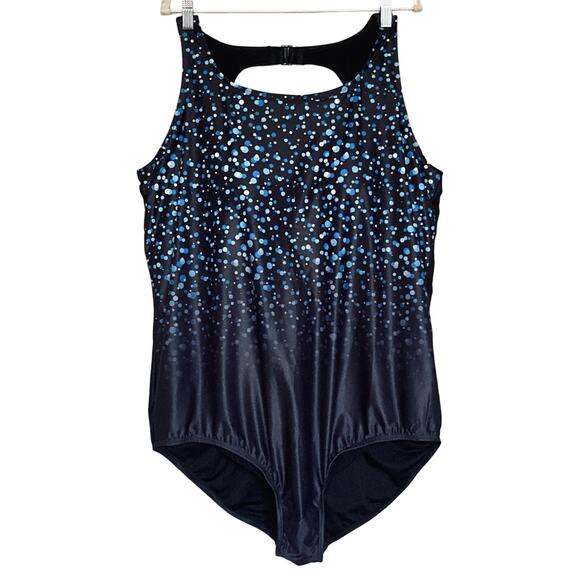 NWT Swimsuits For All High-Neck One Piece Black Confetti Women's Plus Size 30 - Picture 1 of 16